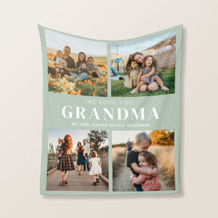 We Love You Grandma Personalised 4 Photo Collage Fleece Blanket