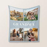 We Love You Grandma Personalised 4 Photo Collage Fleece Blanket<br><div class="desc">Say we love you to grandma this holiday season with a personalised Christmas gift blanket featuring 4 of your favourite photos and grandchildren kids names. All text in this design is editable so you can add your own message or text. Available in a variety colours,  styles and products.</div>