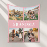 We Love You Grandma Personalised 4 Photo Collage Fleece Blanket<br><div class="desc">Say we love you to grandma this holiday season with a personalised Christmas gift blanket featuring 4 of your favourite photos and grandchildren kids names and . All text in this design is editable so you can add your own message or text. Available in a variety colours, styles and products....</div>