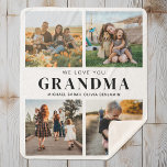 We Love You Grandma Personalised 4 Photo Collage Sherpa Blanket<br><div class="desc">Say we love you to grandma this holiday season with a personalised Christmas gift blanket featuring 4 of your favourite photos and grandchildren kids names and . All text in this design is editable so you can add your own message or text. Available in a variety colours, styles and products....</div>