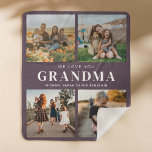 We Love You Grandma Personalised 4 Photo Collage Sherpa Blanket<br><div class="desc">Say we love you to grandma this holiday season with a personalised Christmas gift blanket featuring 4 of your favourite photos and grandchildren kids names and . All text in this design is editable so you can add your own message or text. Available in a variety colours, styles and products....</div>