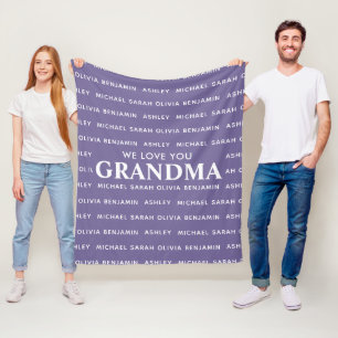 We Love You Grandma Personalised Kids Names Fleece Blanket