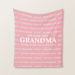 We Love You Grandma Personalised Kids Names Fleece Blanket