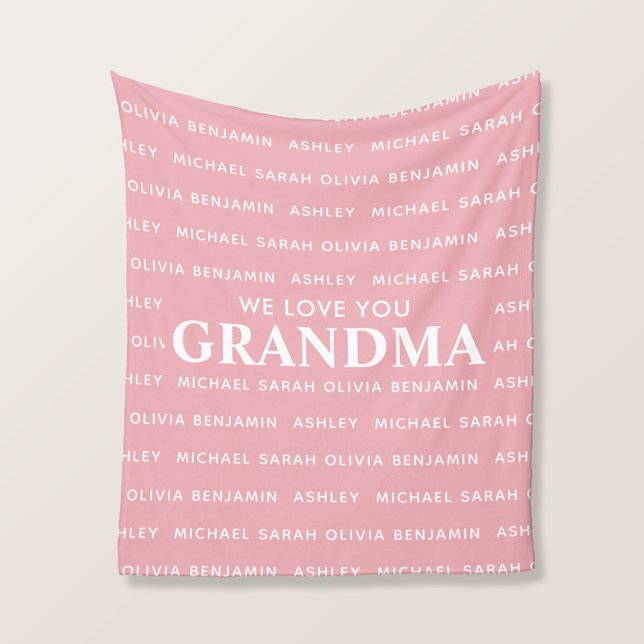 We Love You Grandma Personalised Kids Names Fleece Blanket (Creator Uploaded)