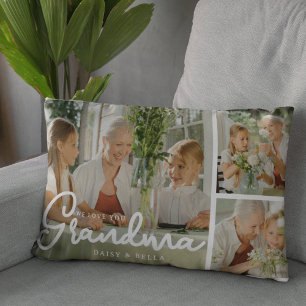 We Love You Grandma   Photo Collage Lumbar Cushion