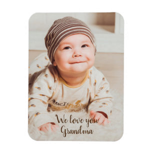 We Love You Grandma Photograph with Typography Magnet