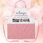 We love you Grandma Pink Grandchildren 5 Photo  Apron<br><div class="desc">Cute and Modern We love you Grandma Pink Grandchildren 5 Photo Apron.Custom 5 photos of grandchildren. The text We love you Grandma is in modern and trendy black script and pink bold font. Create your own personalised gift for a grandmother for Mother`s Day, birthday or Christmas and add your names...</div>