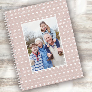 We Love You Grandma Pink Hearts Photo Notebook