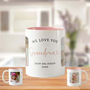 We Love you Grandma Script 2 Photo Modern Two-Tone Coffee Mug
