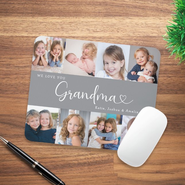 We Love you Grandma Script 8 Photo Modern Mouse Pad (Creator Uploaded)
