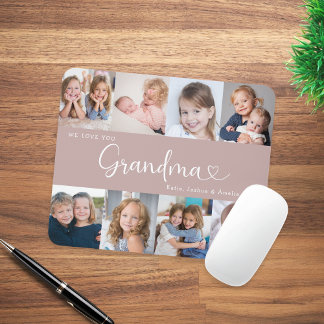 We Love you Grandma Script 8 Photo Modern Mouse Pad