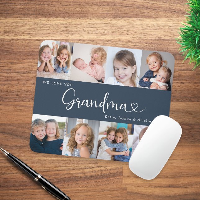 We Love you Grandma Script 8 Photo Modern Mouse Pad (Creator Uploaded)