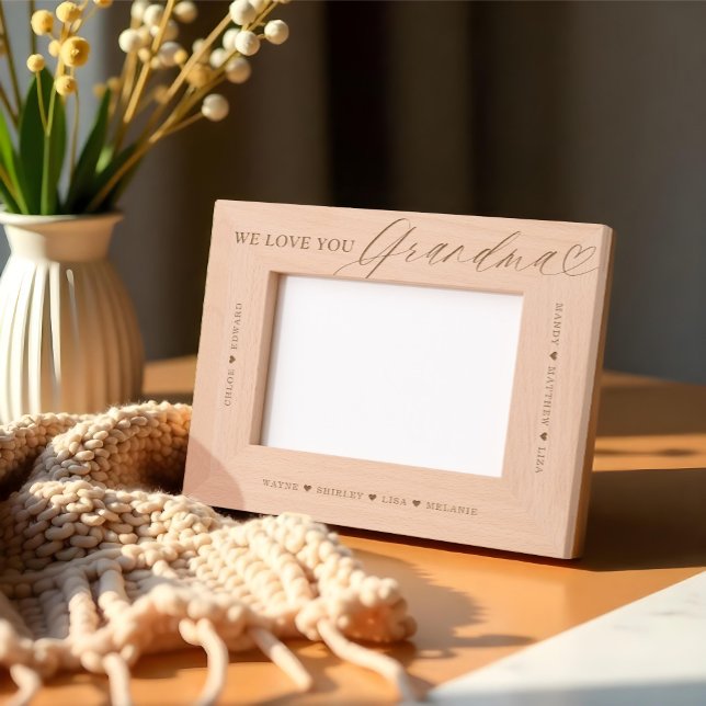 We Love You Grandma Script Heart Grandkid Names Etched Frames (We Love You Grandma Script Heart Grandkid Names Etched Frames)