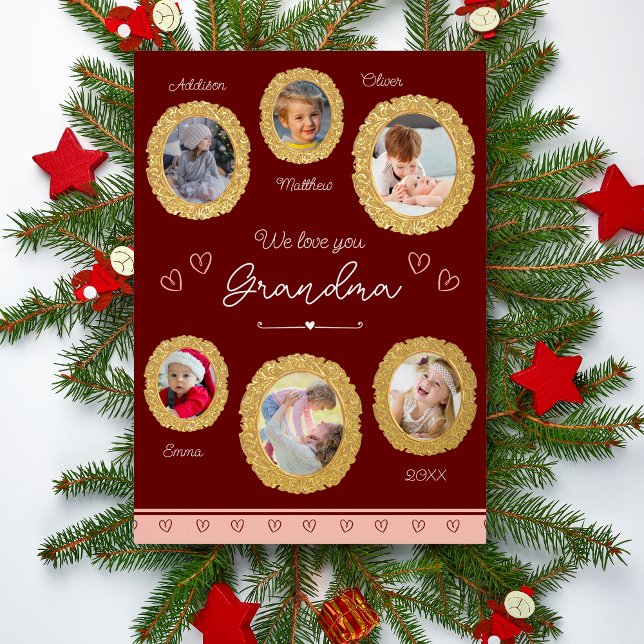 We Love You Grandma Six Photo with Hearts Gold (Creator Uploaded)