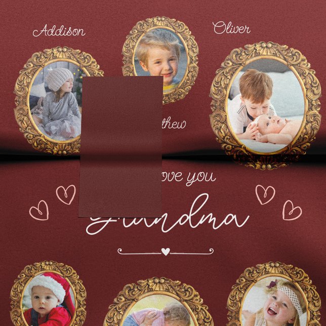 We Love You Grandma Six Photo with Text Red Heart Tissue Paper (Creator Uploaded)