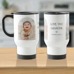 We Love You Grandpa 2 Photo Arch & Name Travel Mug