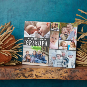 We Love You Grandpa 8 Photo Collage Custom Colours Plaque