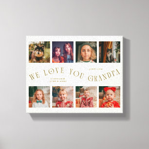 We Love You Grandpa 8 Photo Grid Cream Canvas Print