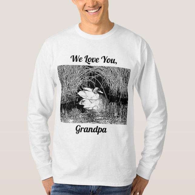 We Love You Grandpa Black and White Duck Lovers T-Shirt (Front)