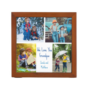 We Love You Grandpa Custom Cute Kids Photo Collage Desk Organiser