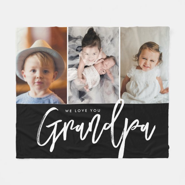 We love you Grandpa Grandchildren photos Fleece Blanket (Front (Horizontal))