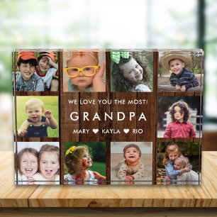 We Love You Grandpa Grandkids 10 Picture Wood Photo Block