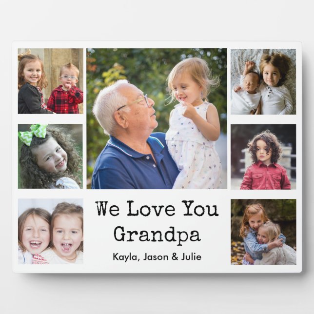We Love You Grandpa Grandkids 7 Photo Collage  Plaque (Front)