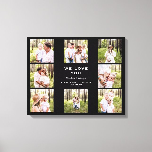 We love You Grandpa & Grandma Photo Collage Black Canvas Print (Front)