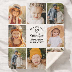 We Love You Grandpa Handwritten 8 Instagram Photo Sherpa Blanket