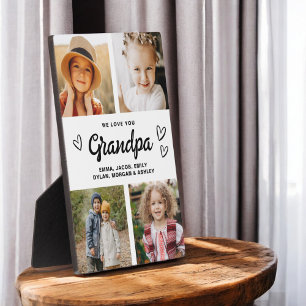 We Love You Grandpa Modern Photo Collage Plaque