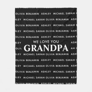We Love You Grandpa Personalised Kids Names Fleece Blanket