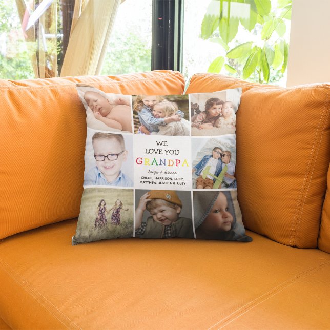 "We Love You" Grandpa Photo Collage Keepsake Cushion (Creator Uploaded)