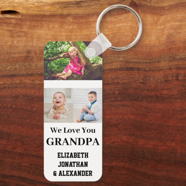 We Love You Grandpa Photo Collage Key Ring (Back)