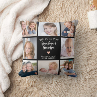 We Love You Grandparents Photo Collage Modern Cushion
