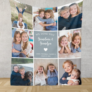 We Love You Grandparents Photo Collage Modern Fleece Blanket