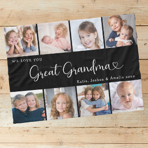 We Love You Great Grandma Photo Collage Heart Fleece Blanket