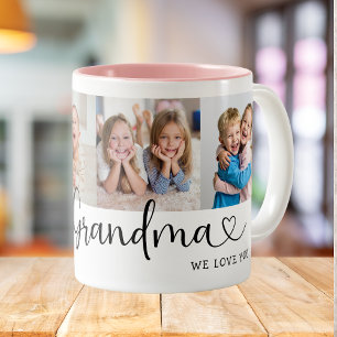 We Love you Great Grandma Script 4 Photo Modern Coffee Mug