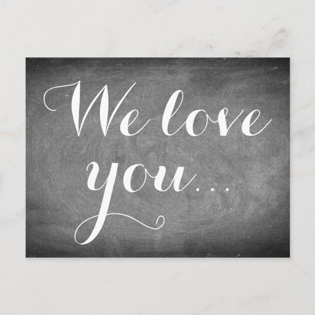 We love you, Handwriting Typography Black White Postcard (Front)