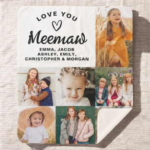 We Love You Meemaw Family Modern Photo Collage Sherpa Blanket