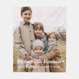 We Love You Meemaw Family Modern Single Photo Fleece Blanket