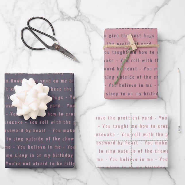 We Love You Messages 40th Birthday Wrapping Paper Sheet (Front)