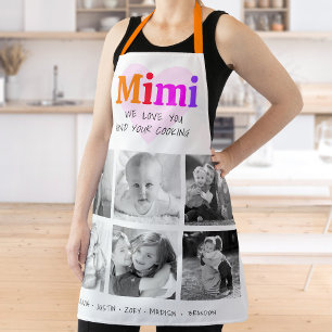 We Love You Mimi Colourful Rainbow 6 Photo Collage Apron