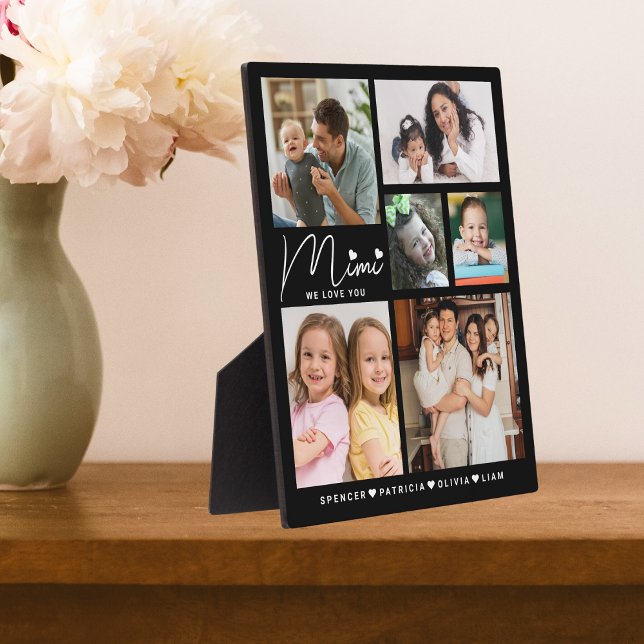 We Love You Mimi Grandkids Names 6 Photo Collage  Plaque (We Love You Mimi Grandkids Names 6 Photo Collage Plaque)