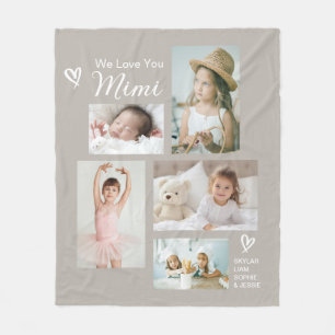 We Love You Mimi Grandkids Photo Collage Keepsake Fleece Blanket