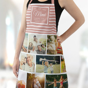 WE LOVE YOU MIMI Grandmother Photo Collage Pink Apron