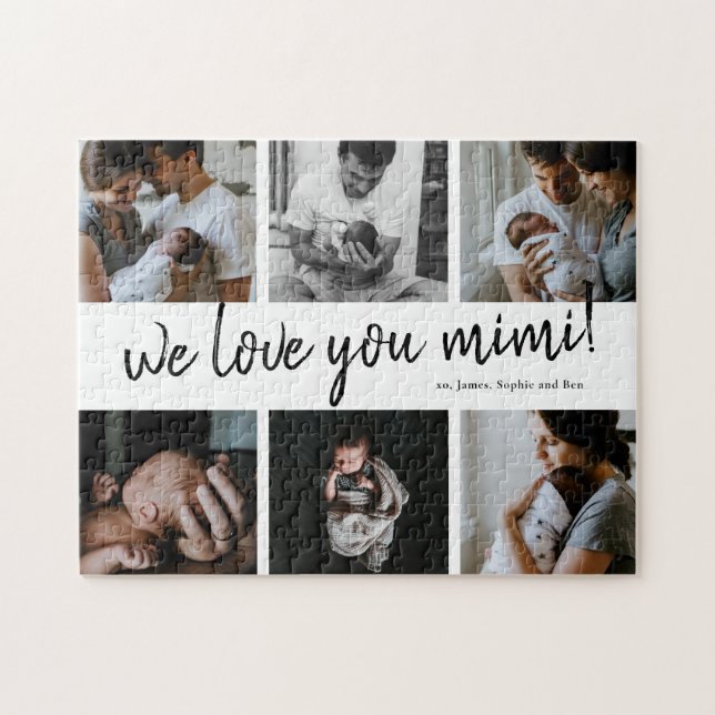 We Love You Mimi Modern 6 Photo Grandmother's Jigsaw Puzzle (Horizontal)