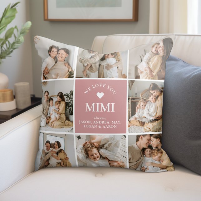 We Love You Mimi Personalised Photo Throw Pillow (Creator Uploaded)