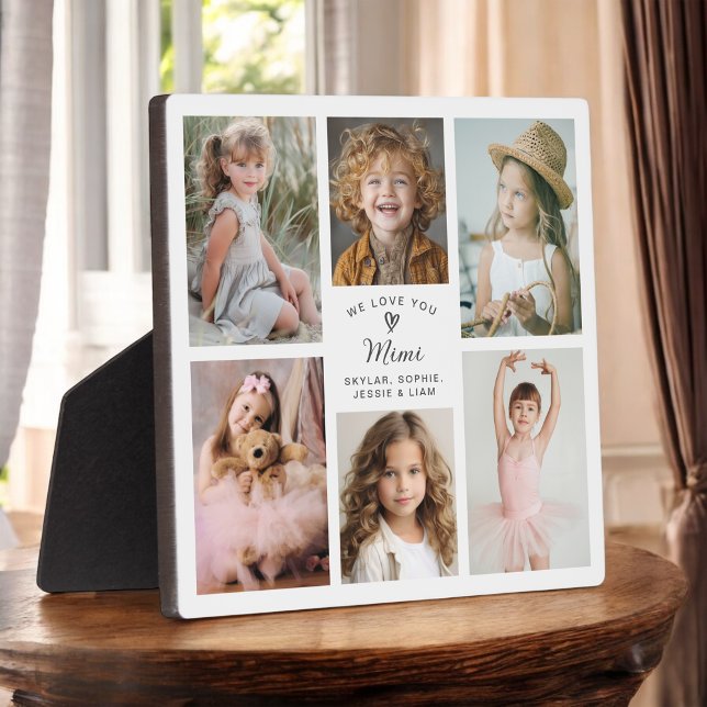 We Love You Mimi Photo Collage Keepsake Plaque (Personalize with 6 of your favorite photos for a custom gift for Mimi.)