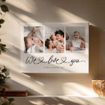 We Love You Modern Heart Script Photo Collage Canvas Print<br><div class="desc">We Love You! Great custom photo gift for grandparents, Valentine's Day, Mother's or Father's Day, or the Holidays: This modern photo canvas print is easy to customise with your 3 favourite photos. The text below can be personalised to read the name of the child or family members as well another...</div>
