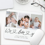 We Love You Modern Heart Script Photo Collage Mouse Pad<br><div class="desc">We Love You! Great custom photo gift for grandparents, Valentine's Day, Mother's or Father's Day, or the Holidays: This modern photo mouse pad is easy to customise with your 3 favourite photos. The text below can be personalised to read the name of the child or family members as well another...</div>